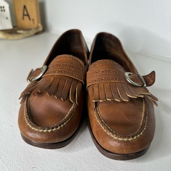 Vintage Cole Haan Country Brown Leather Kiltie Loafers with Buckle - Men's 11.5 - Picture 3 of 8